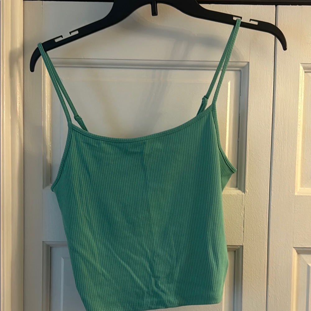 American Eagle Outfitters Green Fitted Crop Camisole